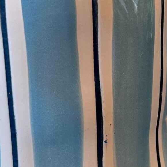 PRIMA DESIGN Oversized Wide-Mouth White & Blue Striped Mug with Orange Interior - Picture 7 of 10